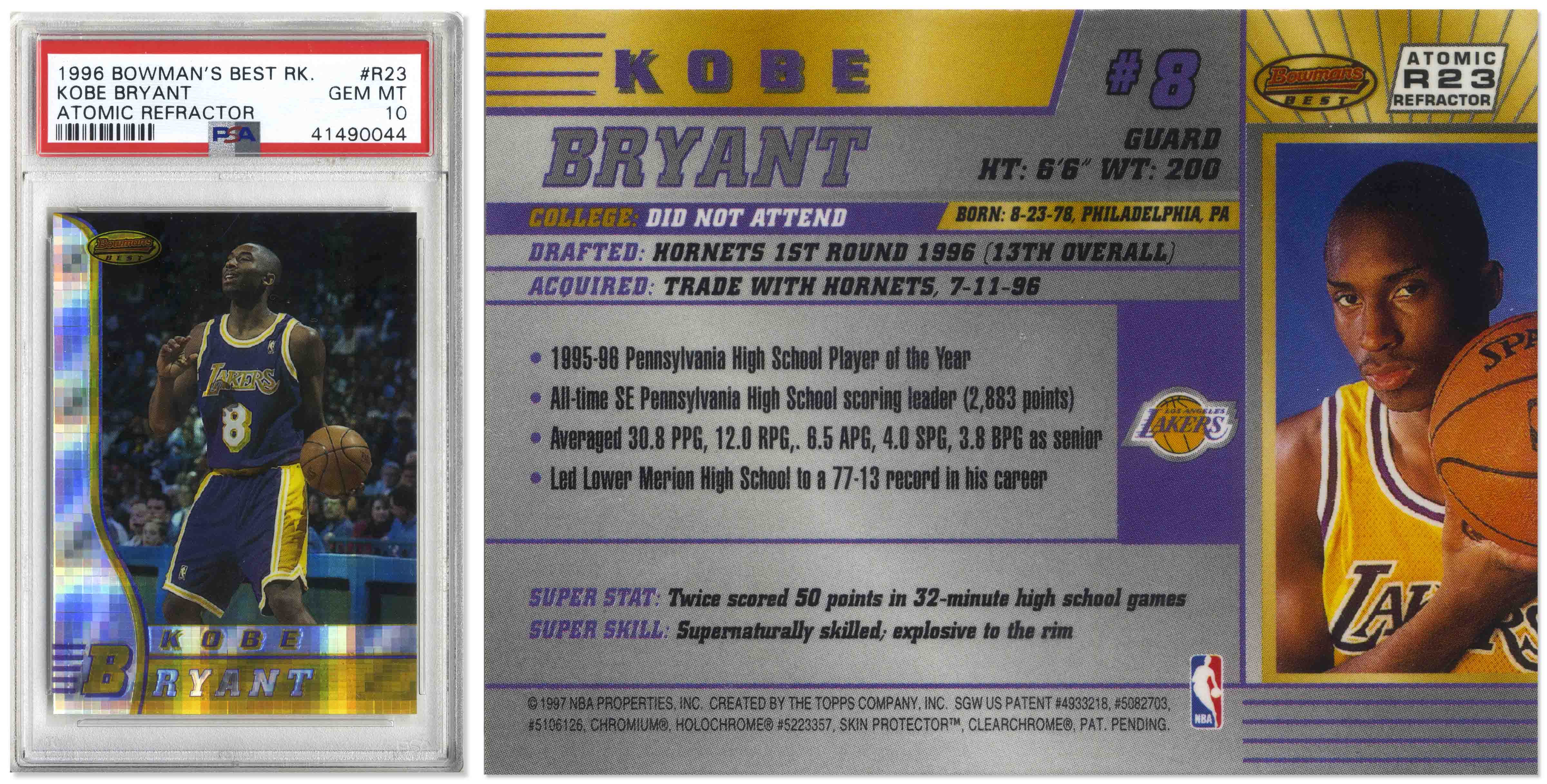 Lot Detail - Kobe Bryant 1996-97 Bowman's Best Atomic Refractor 